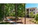 Scenic view of a walking path through a wooded area, connecting to nearby apartments and creating a peaceful setting at 332 Olmstead Way # 38, Alpharetta, GA 30022