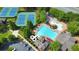 Overhead shot of a resort-style pool, tennis courts, and comfortable lounge areas at 2423 Rosapenna Nw Ln, Kennesaw, GA 30152