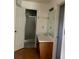 Bathroom featuring vanity with sink, mirror, and standing shower at 430 Poole Bridge Rd, Hiram, GA 30141