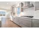 Contemporary kitchen showcasing stainless appliances, stylish cabinetry and a sleek vent hood at 5810 Collier Bridge Ln, Hoschton, GA 30548