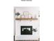 A painted white brick fireplace is accented with a dark firebox and natural wood mantle at 509 Pearl St, Cumming, GA 30040