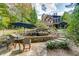 Peaceful stone waterfall feature, perfect for outdoor relaxation at 879 Big Horn Hollow, Suwanee, GA 30024