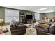 Cozy living room with plush leather sofas, accent rugs, and comfortable seating arrangement at 1400 Lamont Cir, Dacula, GA 30019