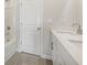 Bathroom featuring double sinks, white cabinetry, and modern fixtures at 24 Dew Lake Ct, Grayson, GA 30017