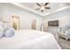 This bedroom features a ceiling fan and access to a walk-in closet at 2341 Brissett Ln, Brookhaven, GA 30319