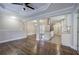 Open concept living room with hardwood floors and kitchen view at 1204 Westridge Sw Rd, Atlanta, GA 30311