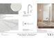 Scheme B details interior finishes for powder bathroom with grey vanity and chrome hardware at 318 Sandy Springs Cir # 310, Sandy Springs, GA 30328