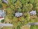 Aerial view showcasing a neighborhood and home surrounded by mature trees at 3047 Players Dr, Jonesboro, GA 30236