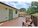 Back deck with wood floors, outdoor seating and railing at 6914 Fairway Trl, Austell, GA 30168