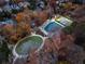 Expansive aerial view highlighting community amenities, including a pool, tennis courts, and green spaces at 247 Huntington Ne Rd, Atlanta, GA 30309