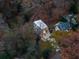 Aerial view showcasing the modern home's design, layout, and its integration with the surrounding nature at 247 Huntington Ne Rd, Atlanta, GA 30309
