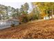 Sloping backyard with a wooden fence and lots of leaves at 3936 Devonshire Dr, Marietta, GA 30066