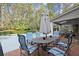 Outdoor dining area with pool views at 2680 Spalding Dr, Sandy Springs, GA 30350