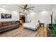 Comfortable bedroom with a queen bed and kitchen view at 300 Peachtree Ne St # 6C, Atlanta, GA 30308
