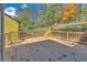 Spacious wooden deck surrounded by lush trees at 2067 Arlington Nw Cir, Atlanta, GA 30318