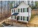 Two-story house with white siding, black shutters, and a wooden deck at 3385 Continental Dr, Cumming, GA 30041