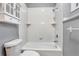 Clean bathroom with a shower/tub combo at 1852 Red Rose Ln, Loganville, GA 30052