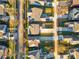 Bird's eye view of a residential area highlighting manicured lawns, backyard pergolas, and tidy street layout at 3210 Ancoats St, Douglasville, GA 30135
