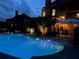 Inviting backyard pool area illuminated at night, perfect for evening swims and relaxation at 424 Lake Point Trce, Canton, GA 30114