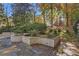 Landscaped backyard features a brick retaining wall, stone patio, and mature trees, perfect for outdoor entertaining and relaxation at 420 Argonne Nw Dr, Atlanta, GA 30305