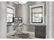Home office with built-in desk and stylish gray walls at 1276 A Rutledge Rd, Acworth, GA 30101