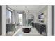 Elegant living room with a gray sofa and statement wall at 1276 A Rutledge Rd, Acworth, GA 30101