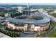 Aerial view of Truist Park, home of the Atlanta Braves, nestled in a bustling urban landscape with lush trees at 2955 Jefferson St, Austell, GA 30106