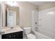 Bathroom with tub, shower, and single vanity at 4262 Buford Valley Way, Buford, GA 30518