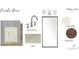 Powder room boasts creamy cabinets, hardwood floors, quartz counters, and Brilliance fixtures at 1200 Lupo Loop, Chattahoochee Hills, GA 30268