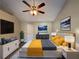 Large main bedroom with high ceilings and plenty of natural light at 7069 Ravenwood Ln, Lithonia, GA 30038