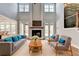 Open living room with hardwood floors, fireplace, and access to backyard at 3609 Centerville Rosebud Rd, Snellville, GA 30039