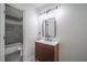 Modern bathroom with a stylish vanity and grey tile shower at 6724 Oakland Dr, Douglasville, GA 30135