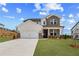 Charming two-story home featuring a stone facade, a two-car garage, and a beautifully landscaped front yard at 7675 Homer Dr, Cumming, GA 30028