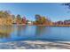 Peaceful lake view with wooden dock and autumn trees at 1750 Terrace Lake Dr, Lawrenceville, GA 30043