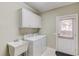 Laundry room with washer, dryer, utility sink and exterior access at 1750 Terrace Lake Dr, Lawrenceville, GA 30043