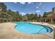 Large community swimming pool surrounded by trees and comfortable seating areas at 207 Eagles Flight, Villa Rica, GA 30180