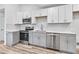Modern kitchen features gray and white cabinets and stainless steel appliances at 2190 Lang Sw Dr, Atlanta, GA 30315