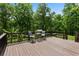 Outdoor deck offers a serene view of the lush greenery and storage shed at 291 Miquel Jorge Ln, Canton, GA 30115