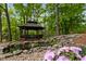 Charming gazebo overlooking a serene pond and waterfall, creating a tranquil and picturesque outdoor retreat at 291 Miquel Jorge Ln, Canton, GA 30115