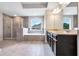 Elegant bathroom featuring a large soaking tub and walk-in shower at 4251 Matisse Ln, Fairburn, GA 30213