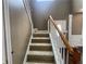 Carpeted staircase with white railing leading to the upper level of the home at 1251 Marlton Chase Dr, Lawrenceville, GA 30044