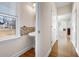 Powder room with pedestal sink and mosaic tile at 3419 Concord Loop, Atlanta, GA 30349