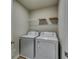 Laundry room features a washer, dryer, and a shelf for convenient storage at 7214 Gladstone Cir, Stonecrest, GA 30038