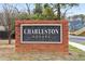 Charleston Square brick sign is easily seen from the road at 5566 Kingsport Dr, Atlanta, GA 30342