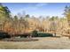 Landscaped backyard with basketball court and wooded area at 12710 Old Surrey Pl, Roswell, GA 30075