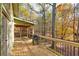 Large deck with wooden railings, overlooking beautiful autumn woods at 3830 High Point Cir, Cumming, GA 30041