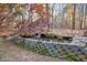 Serene backyard koi pond with waterfall feature, surrounded by colorful autumn foliage at 3830 High Point Cir, Cumming, GA 30041