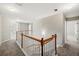 Upstairs hallway with carpeted floors and access to bedrooms at 3830 High Point Cir, Cumming, GA 30041