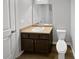 Neutral bathroom with a light countertop vanity, a white sink, and a white toilet at 3279 Wild Basil Ln, Buford, GA 30519