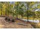 Stone steps lead down to a tranquil lakefront at 8316 Hewlett Rd, Sandy Springs, GA 30350